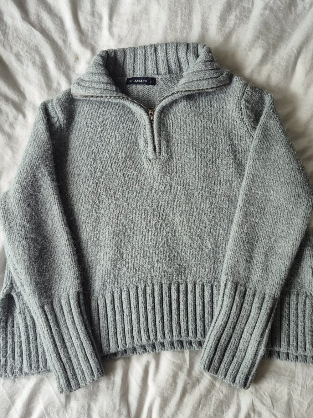Zara Knit Quarter Zip Sweater Size Medium